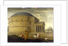 Capriccio view of the Pantheon with the temple of Vespasian by Jean Lemaire
