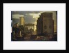 Capriccio view with figures by a triumphal arch and the Temples of Saturn and Jupiter Tonans by Jean Lemaire