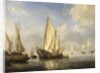 Shipping in a calm with a States Yacht off the end of a pier, c.1680 by Willem van de the Younger Velde