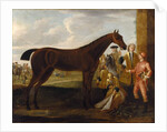 Scamp', a bay racehorse owned by the 3rd Duke of Devonshire and a jockey on a racecourse 1708-30 by John Wootton