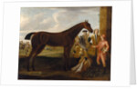 Scamp', a bay racehorse owned by the 3rd Duke of Devonshire and a jockey on a racecourse 1708-30 by John Wootton