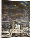 A Village in Winter with Figures on the Ice by Gerard van Edema