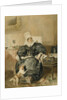 Portrait of a lady by a table with a dog by William Henry Hunt