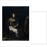 A woman sewing by Michael (attr. to) Sweerts