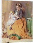 Tick, Tick, Tick - a girl sitting on her mother's lap listening to her gold watch ticking, 1867 by George Elgar Hicks