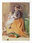 Tick, Tick, Tick - a girl sitting on her mother's lap listening to her gold watch ticking, 1867 by George Elgar Hicks