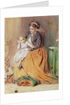 Tick, Tick, Tick - a girl sitting on her mother's lap listening to her gold watch ticking, 1867 by George Elgar Hicks