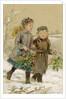 Children Playing in the Snow - Collecting Holly by George Goodwin Kilburne