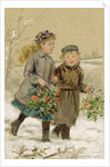 Children Playing in the Snow - Collecting Holly by George Goodwin Kilburne