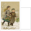 Children Playing in the Snow - Collecting Holly by George Goodwin Kilburne