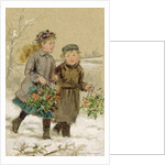 Children Playing in the Snow - Collecting Holly by George Goodwin Kilburne