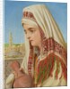 An Arab Woman with a head shawl carrying a water jug by William Gale