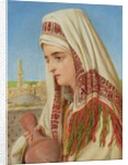 An Arab Woman with a head shawl carrying a water jug by William Gale