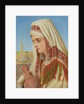 An Arab Woman with a head shawl carrying a water jug by William Gale