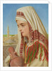 An Arab Woman with a head shawl carrying a water jug by William Gale