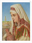 An Arab Woman with a head shawl carrying a water jug by William Gale