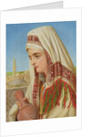An Arab Woman with a head shawl carrying a water jug by William Gale