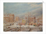 Marylebone Road at the Junction with Lisson Grove and Stingo Lane Showing the Philological School in Winter, 1849 by T. Paul Fisher