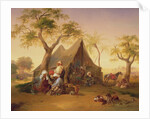 Sheiks drinking Coffee in Front of a Tent, 1842 by Joseph Heicke