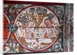 Adam and Eve in Garden of Eden, decoration from Al Stavkirke, Norway by school Scandinavian