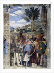 L. Gonzaga, his sons Cardinal Francesco Gonzaga, Federico I Gonzaga, Francesco, Sigismondo, on right, Holy Roman Emperor Frederick III, Christian I of Denmark, Meeting wall by Andrea Mantegna