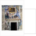 Winged cherubs holding the dedicatory plaque, detail from the Meeting wall, central part, 1465-1474 by Andrea Mantegna