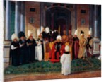 Suleiman III receiving dignitaries under canopy of Gate of Felicity in Topkapi by Konstantin Kapidagli