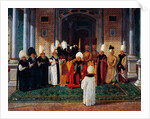 Suleiman III receiving dignitaries under canopy of Gate of Felicity in Topkapi by Konstantin Kapidagli