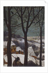 Hunters in snow, 1565, detail by Pieter the Elder Bruegel