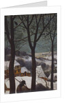 Hunters in snow, 1565, detail by Pieter the Elder Bruegel