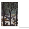 Hunters in snow, 1565, detail by Pieter the Elder Bruegel