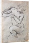 Male figure, Study for Bacchus in the Age of Silver fresco by Pietro da (1596-1669) Cortona