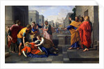 Death of Sapphira, wife of Ananias, who fell burning at St Peter's feet, c.1652 by Nicolas Poussin
