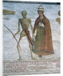 Death asking the Pope to dance, detail from The Dance of Death, 1539 by Simone II Baschenis