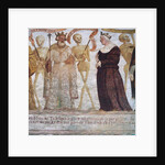 Death with the King and the Queen, detail from The Dance of Death, 1539 by Simone II Baschenis