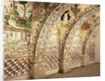 Chapel frescoes depicting religious and daily life scenes by School Peruvian