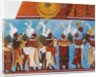 Reconstruction of the Bonampak frescoes showing a procession of musicians by Mayan