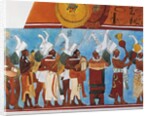 Reconstruction of the Bonampak frescoes showing a procession of musicians by Mayan