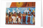 Reconstruction of the Bonampak frescoes showing a procession of musicians by Mayan