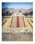 Reconstruction of consecration ceremony of the Templo Mayor in the main square of Tenochtitlan by School Mexican