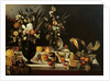 Still life with flowers and fruit, by Master of the Hartford Still Life, c.1600-10 by Michelangelo Merisi da Caravaggio