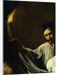 A man holding a torch and burying a dead by Michelangelo Merisi da Caravaggio