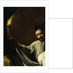 A man holding a torch and burying a dead by Michelangelo Merisi da Caravaggio
