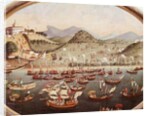 Procession of boats on the water in front of Lazares Hospital, Rio de Janeiro, 1787 by Leandro Joaquim