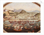 Procession of boats on the water in front of Lazares Hospital, Rio de Janeiro, 1787 by Leandro Joaquim