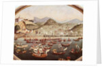Procession of boats on the water in front of Lazares Hospital, Rio de Janeiro, 1787 by Leandro Joaquim