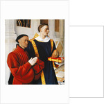 Left hand panel of the Melun Diptych: Etienne Chevalier with his patron saint St Stephen, 1452 by Jean Fouquet