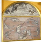 Diptych with fish and ducks in pond by Edoardo Gioja