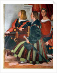Papal bearers, detail of The Mass at Bolsena, Room of Heliodorus, 1511-14 by Raphael (1483-1520)
