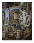 Silenus bearing the child Dionysus, the Borghese Vase, and the Laocoon Group by Giovanni Paolo Pannini or Panini